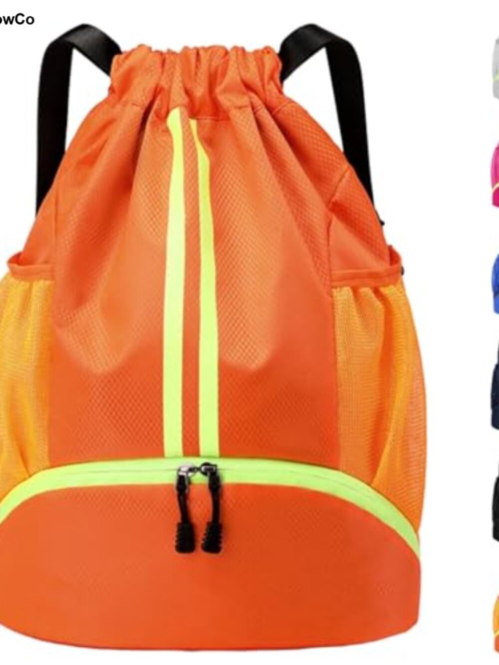 22L Drawstring Backpack Gym Sack with Shoe Compartment Nylon